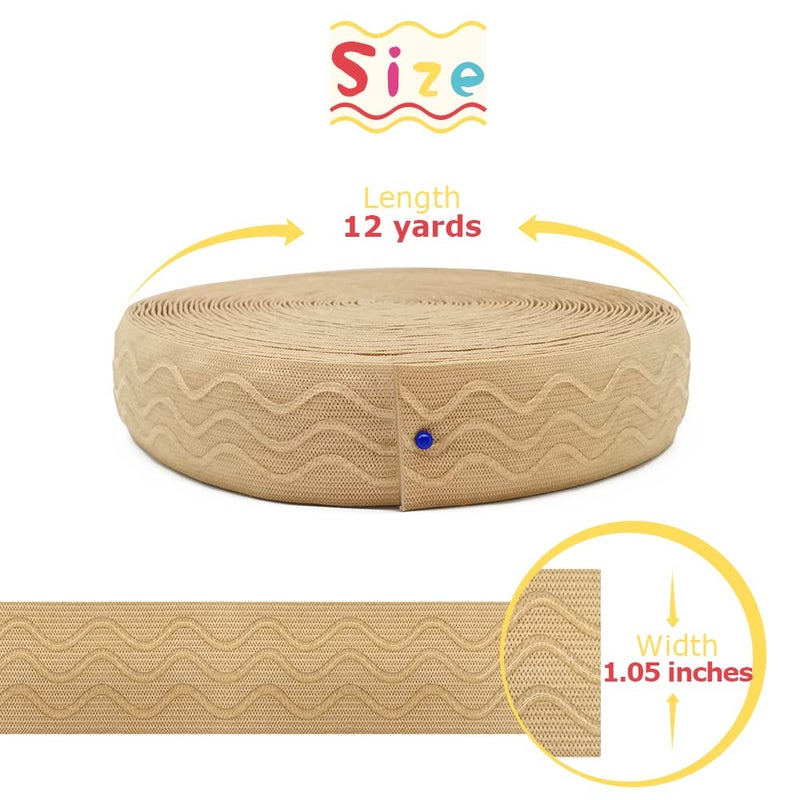 SmiLife Silicone Gripper Elastic Band for Sewing  Beige  1.05 Inches x 12 Yards - Image 3